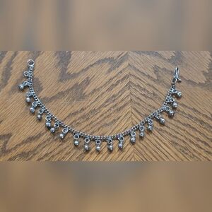 Vintage Tribal Silver Anklet With Dangly Bells